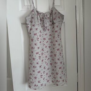 Red Floral Mini Cottage Dress With Ties in Extra Small